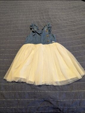 Calvin Klein Jeans Blue denim bodice with cream tulle skirt